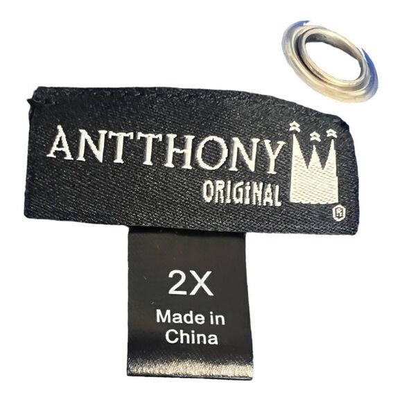 NWOT Anthony Original Blue Long Sleeve Sweater with Metal Ring Detail Sz 2X - Picture 5 of 7